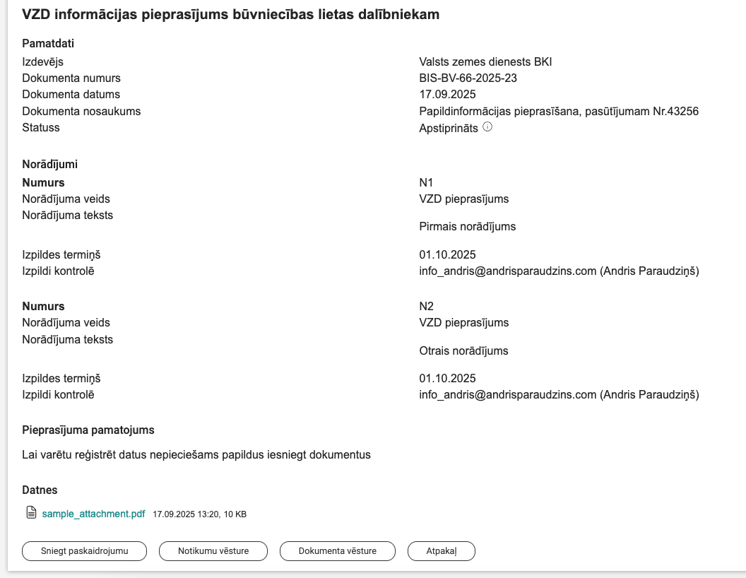 Attēls. VZD informācijas pieprasījuma detalizēto datu apskate