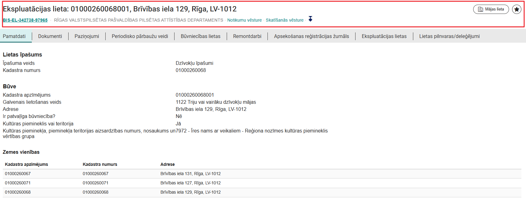 Attēls. Ekspluatācijas lietas galvene.
