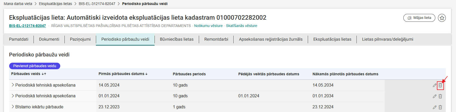 Attēls. Dzēst ierakstu.