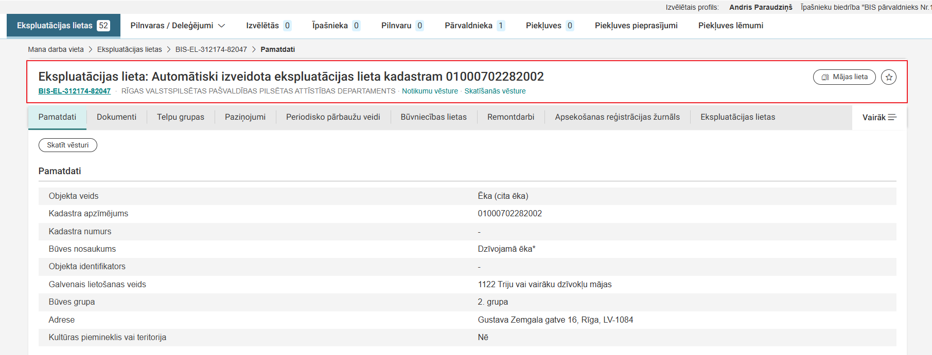Attēls. Ekspluatācijas lietas galvene.