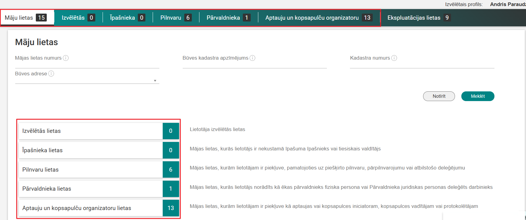 Attēls. Māju lietu grupēšana.