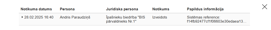 Attēls. Mājas lietas ieņēmumu / izdevumu pārskata notikumu vēstures žurnāls.