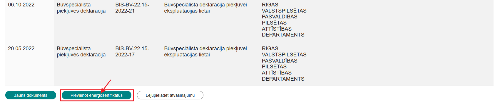Attēls. Energosertifikāta piesaiste Mājas lietai.