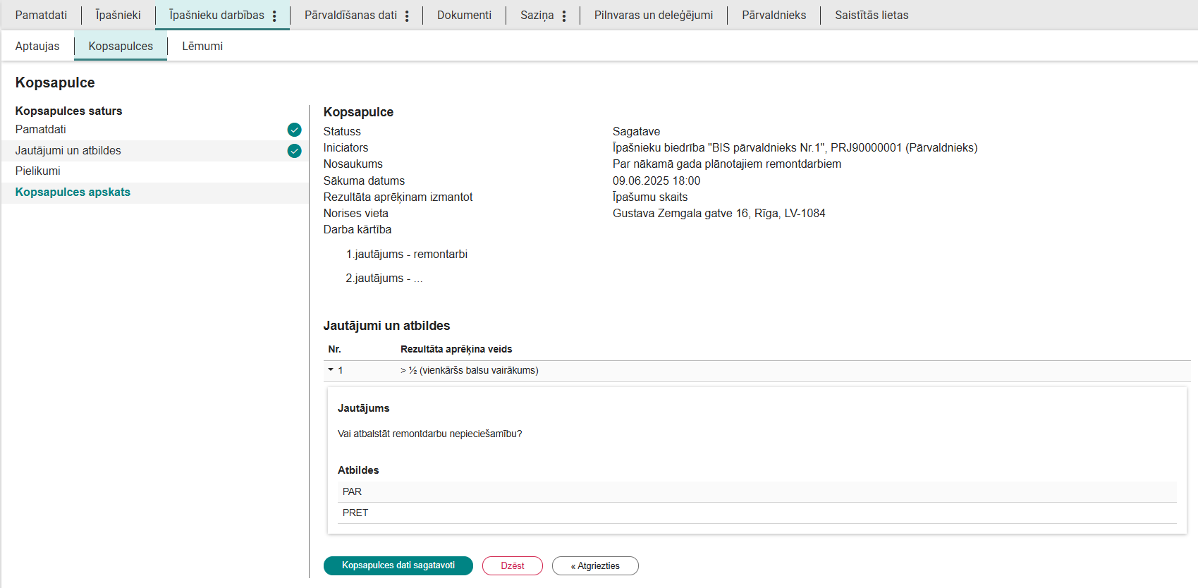 Attēls. Jauna kopsapulce, solis %22Kopsapulces apskats%22.