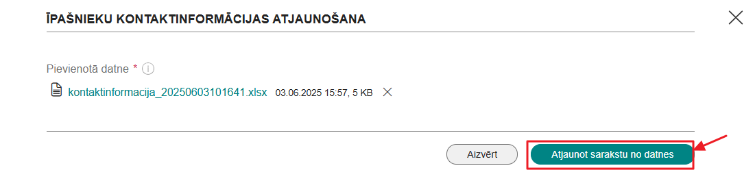 Attēls. Atjaunot sarakstu no datnes