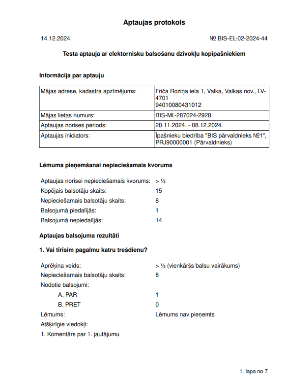 Attēls. Aptaujas protokola izdruka.