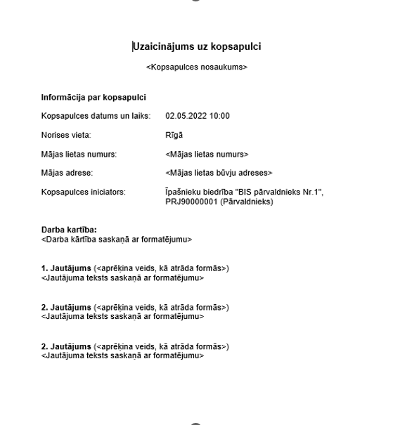 Attēls. Uzaicinājums uz kopsapulci. Izdrukas paraugs.