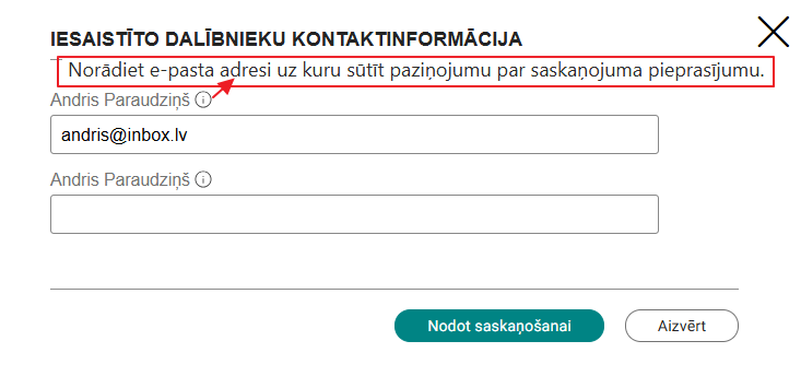 Attēls. Kopsapulces protokola apstiprināšanas kontaktpersonu datu norādīšana