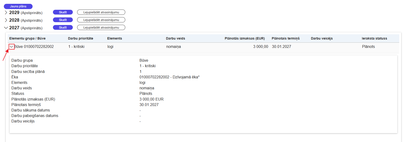 Attēls. Ieraksta detalizētā informācija.