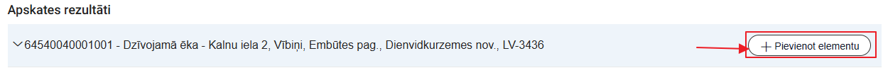 Attēls. Pievienot apskates elementu pa vienam.