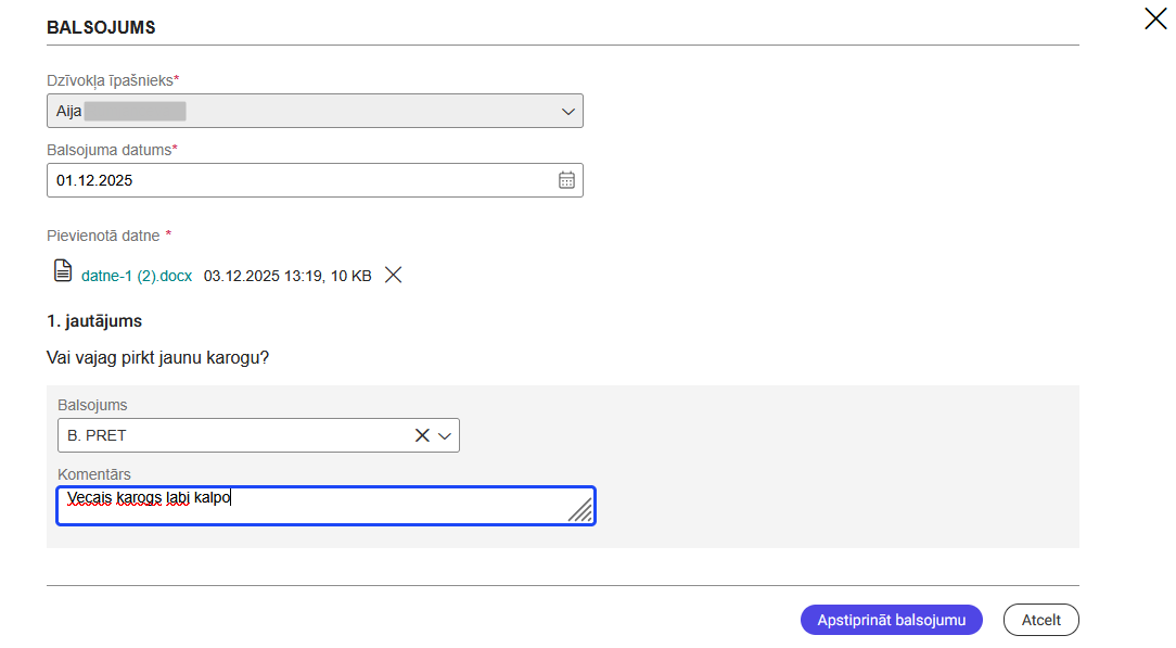 Attēls. Balsojuma norādīšana.