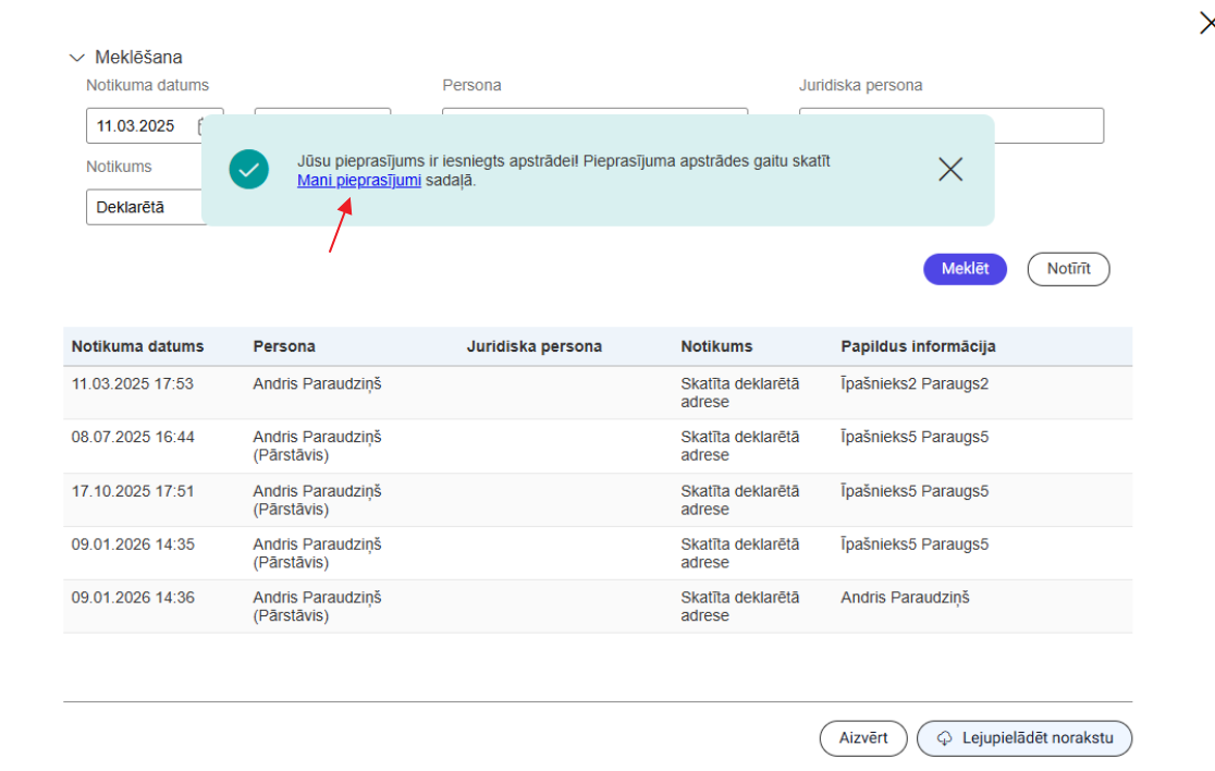 Attēls. Informatīvs paziņojums par izdrukas veidošanu.