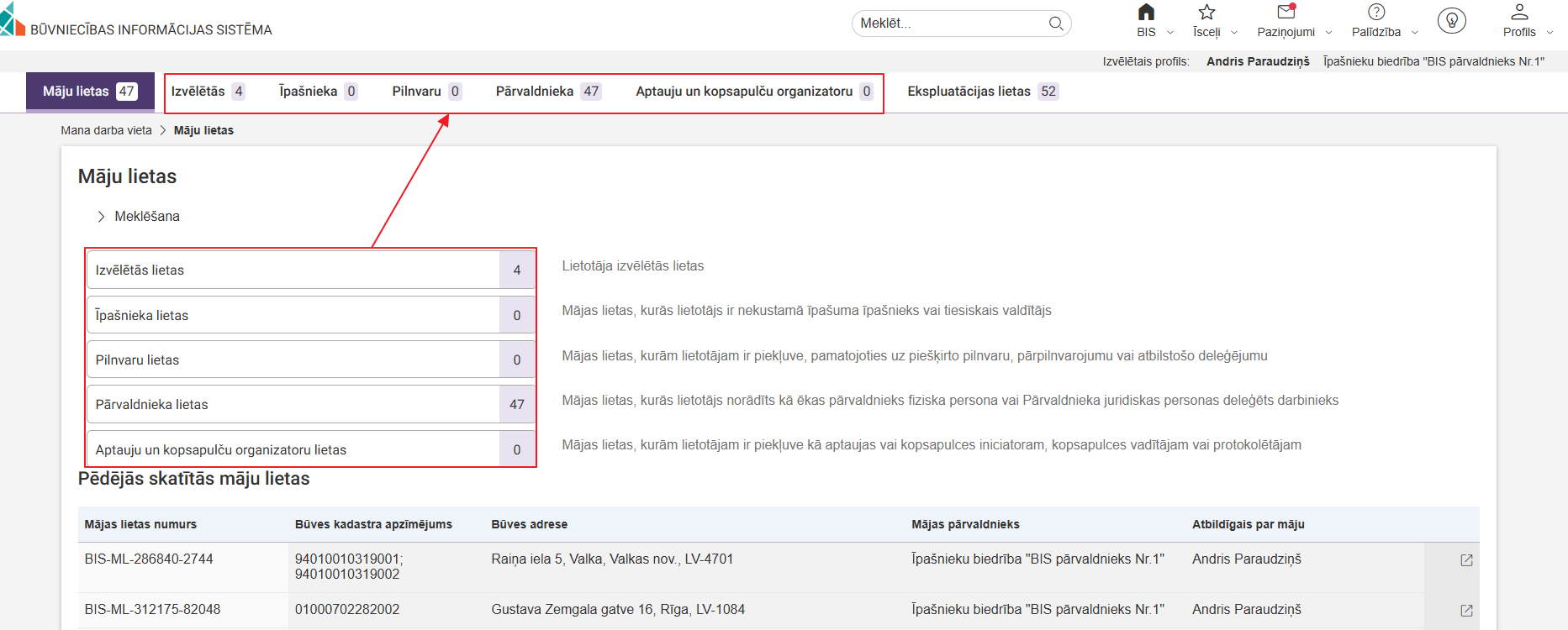 Attēls. Māju lietu grupēšana.