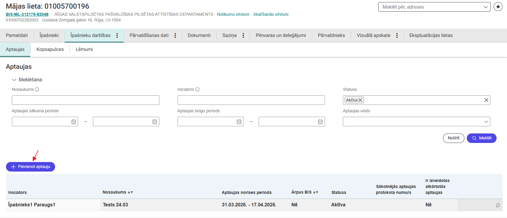 Attēls. Jaunas aptaujas pievienošana.