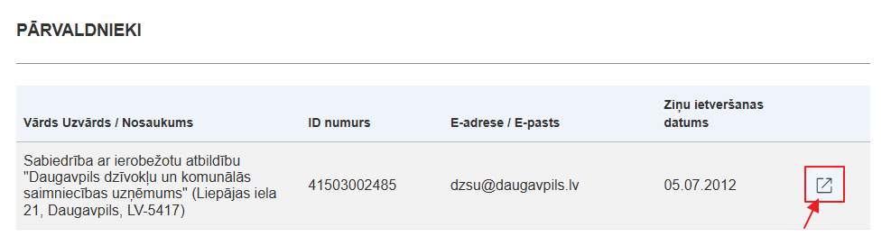 Attēls. Atvērt Pārvaldnieku reģistra publisko datu sadaļu.