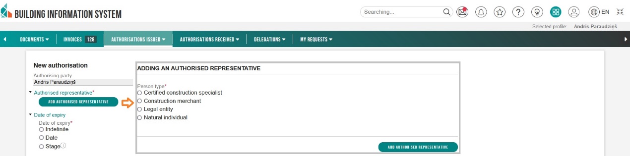 Image. Type of the authorised representative and date of expiry of the authorisation