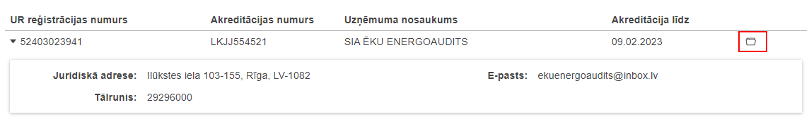 Attēls. Standarta ieraksta detalizētās formas atvēršana.