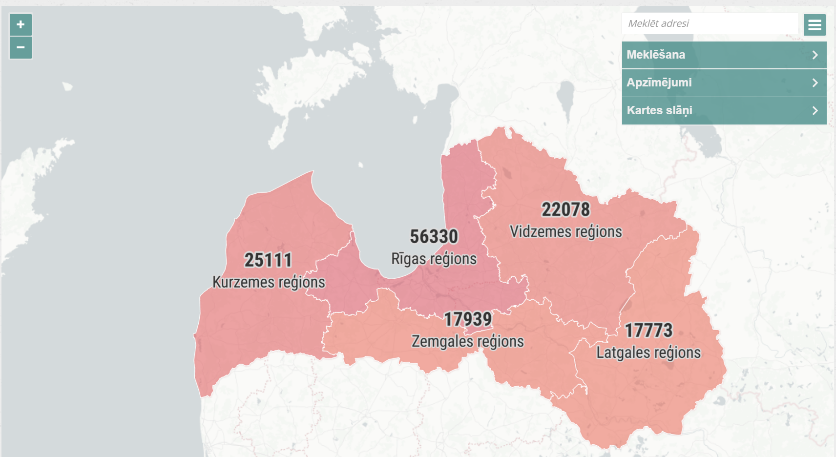 Attēls. Sabiedrības informēšanas kartes skatījums.