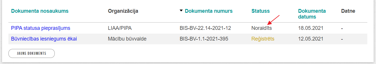 Attēls. Noraidīta PIPA pieprasījums atrādīšana.